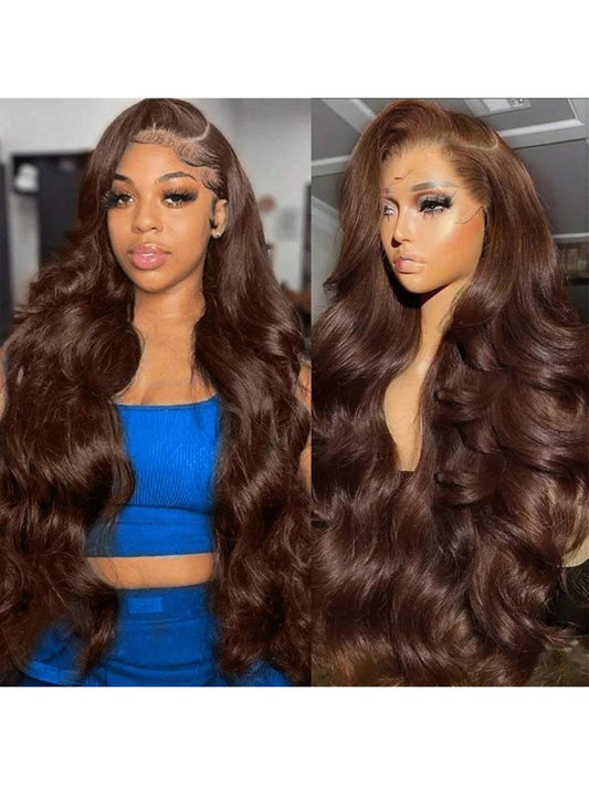 Hairneetc 13x4 Lace Front Brown Wig / Glueless / Body Wave Wig