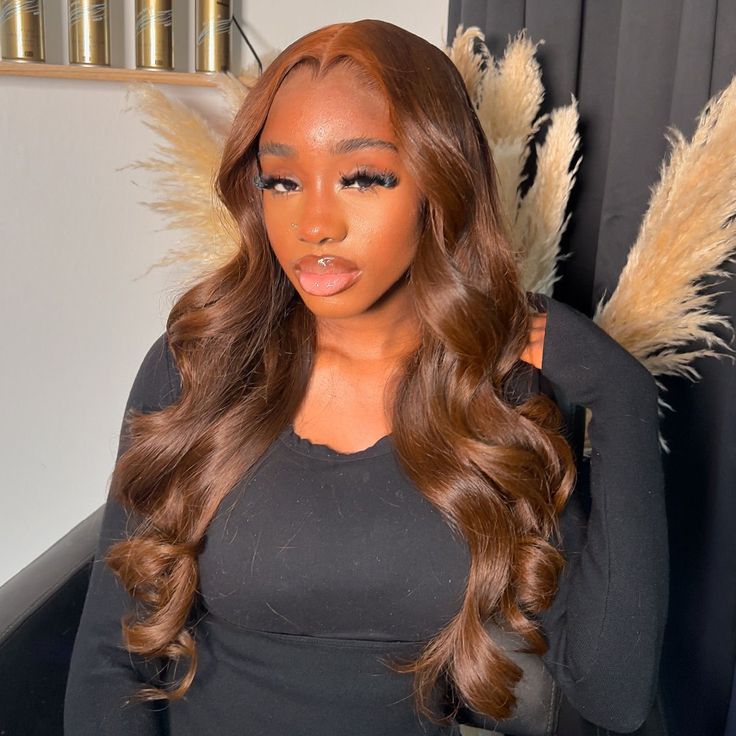 Hairneetc 13x4 Lace Front Brown Wig / Glueless / Body Wave Wig
