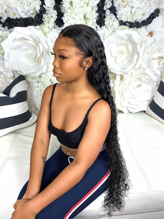 Water Wave Drawstring Pre- Bleached & Pre- Cut 360 Wig